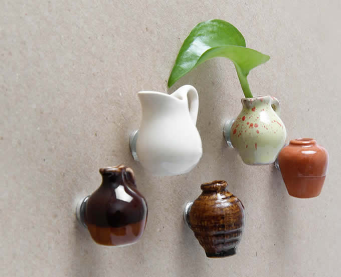 Ceramic Vase Fridge Magnets, Set of 6 